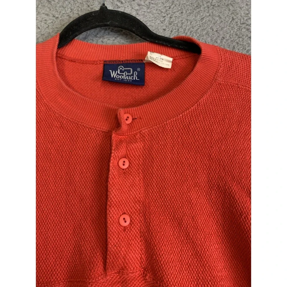 Woolrich Sweater Mens Large Henley Pullover Knit‎ Pocket Crewneck Casual